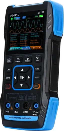 Draagbare FNIRSI-oscilloscoop 3-in-1 met multimeter en signaalgenerator
