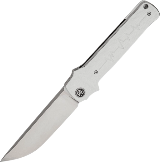 Petrified Fish Tena – zakmes D2, satijn, witte G10