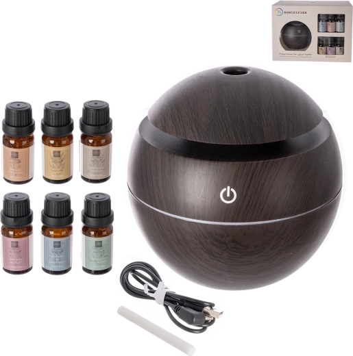 Elektrische aroma-diffuser bruin op USB + 6× geuren 10 ml