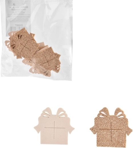 Houten decoraties cadeau wit-bruin 8 stuks, 4,5 cm