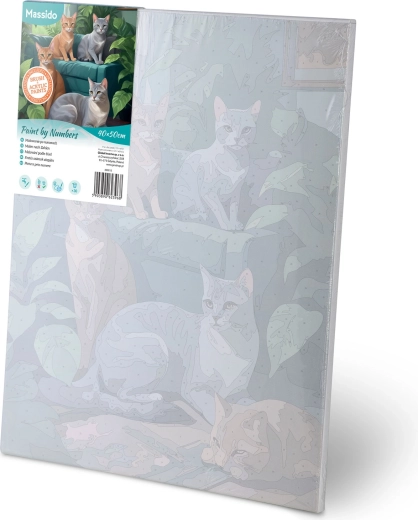 Voorbereid doek op frame en genummerde vlakken