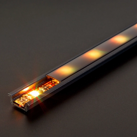 Inbouw aluminium U-profiel voor LED-strip, zwart, 1000 mm