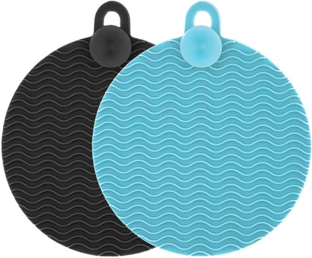 Set siliconen afwassponsjes, turquoise en grijs (2 stuks)