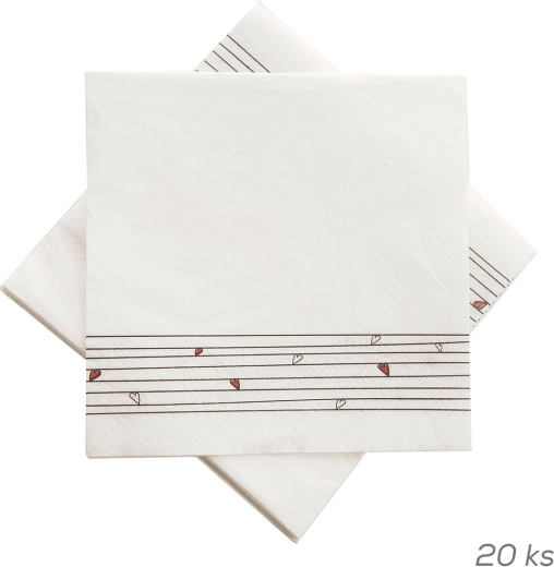 Papieren servetten met hartjes 33 × 33 cm, 20 stuks