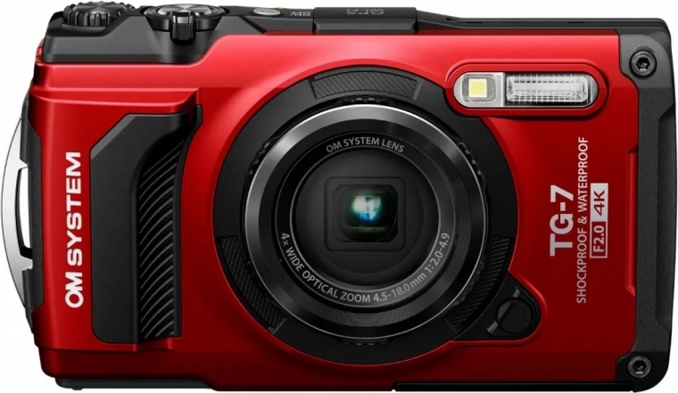 Duurzame compacte camera OM SYSTEM Tough TG‑7 rood