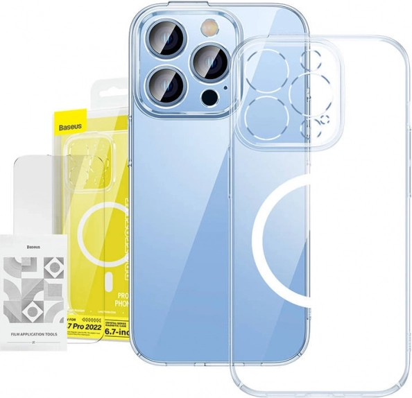 Baseus Crystal transparante magnetische hoes en gehard glas voor iPhone 14 Pro Max