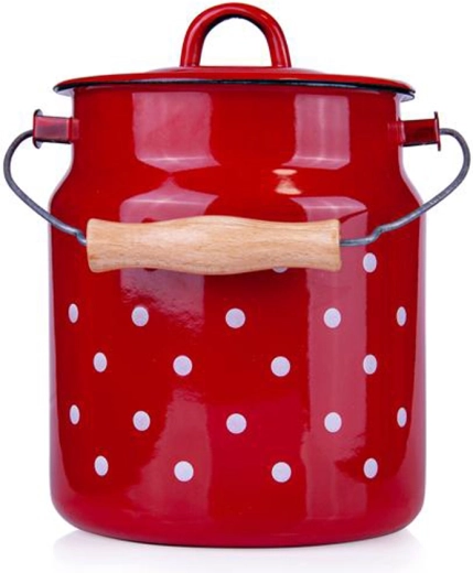 Geëmailleerde kan Toro 3,3 l rood met witte stippen