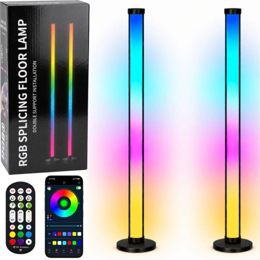 Slimme RGB LED-vloerlampen met appbediening en afstandsbediening, 125 cm, 2 stuks