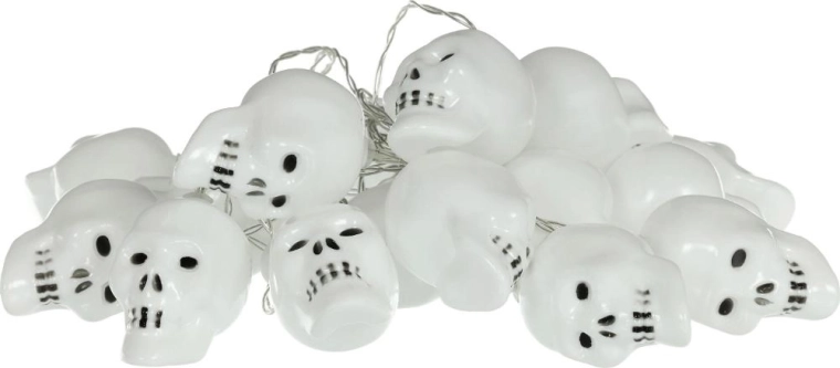 Retlux lichtslinger met schedels, 20 LED's in warm wit