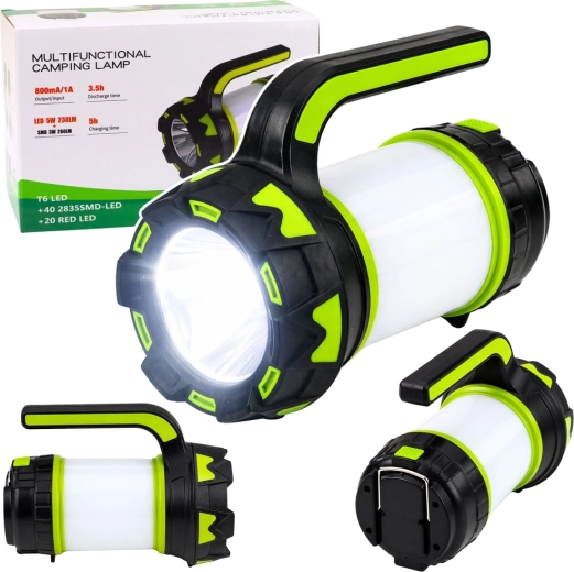 Oplaadbare LED-kampeerlamp en zaklamp 2-in-1