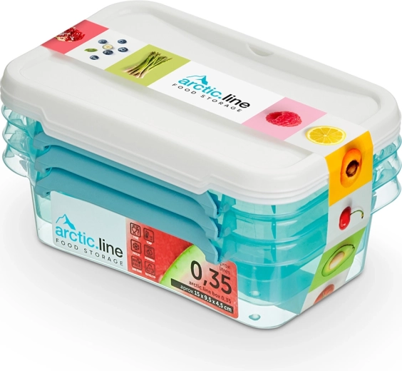 Arcticline set van 3 rechthoekige bewaardozen voor voedsel 0,35 l