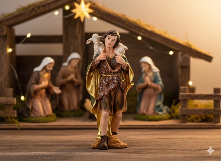 Kerststalfiguur herder 70 cm van polyresin