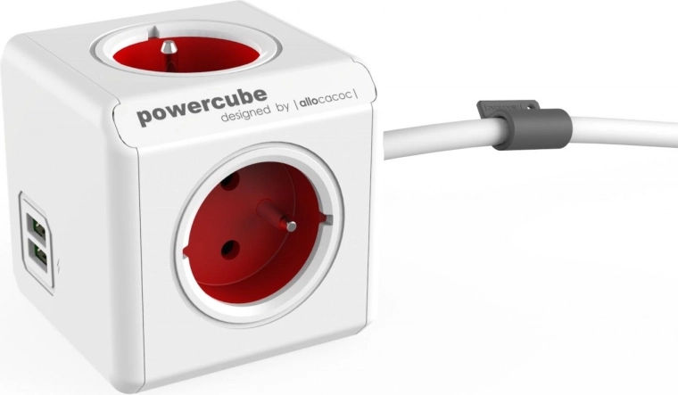 Verlengdoos PowerCube Extended USB 1,5 m, rood
