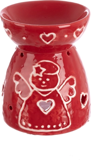 Keramische aromalamp kerstengel rood
