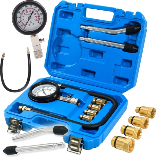 Renew Force compressietester voor benzinemotoren met manometer, adapters en koffer