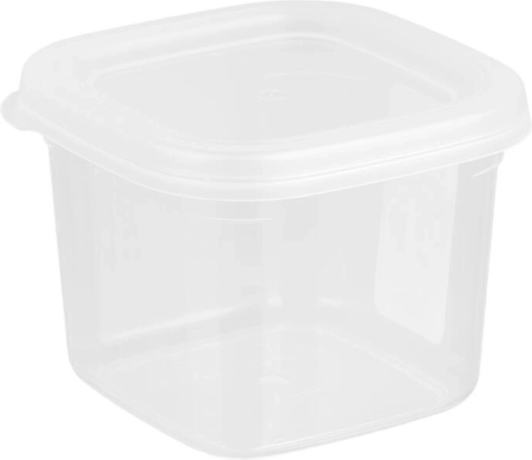 Vierkante kunststof voorraadbox met deksel LISSA 0,6 l