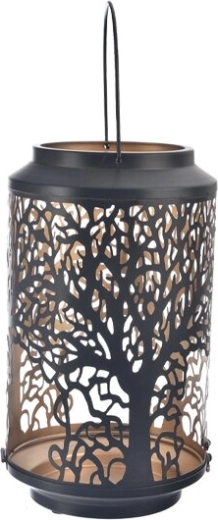 Metalen kaarshouder boom zwart-goud 18 cm