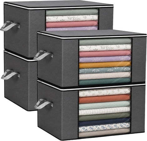 Ruhhy hoezen voor beddengoed en kleding 60 × 40 × 35 cm, set van 4 stuks (84 l)