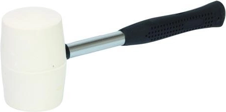 Rubberen hamer 750 g met witte kop, diameter 65 mm, kunststof handvat