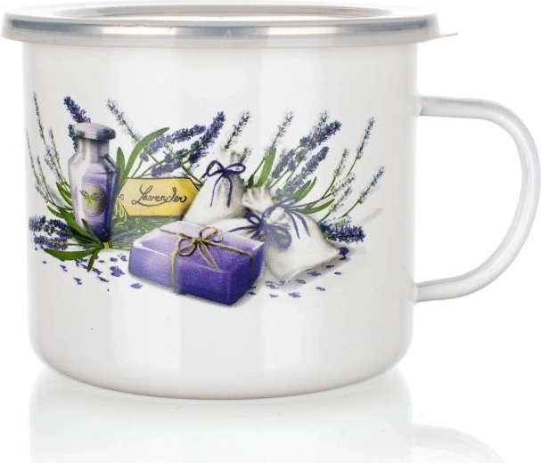 Geglazuurde mok Lavender 0,9 l met plastic deksel