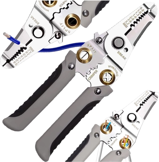 Multifunctionele stripper- en krimptang voor kabels 0,8–3,2 mm 7-in-1