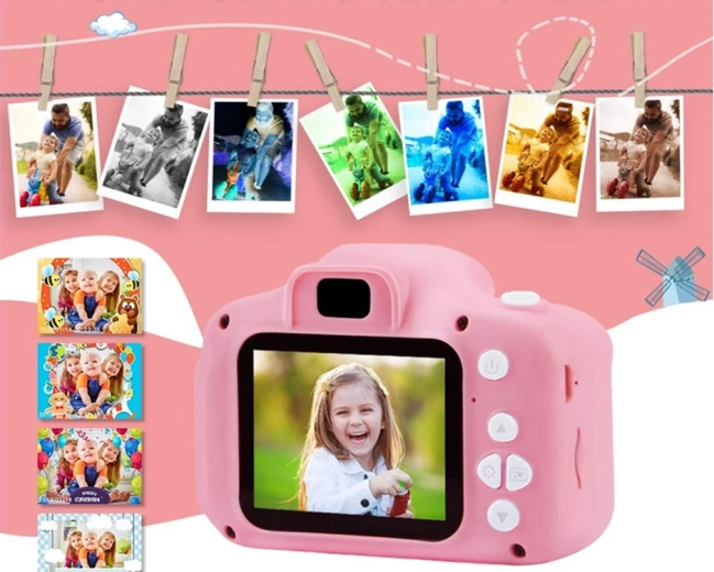 Digitale camera voor kinderen met spelletjes, poesje – Poesje, roze