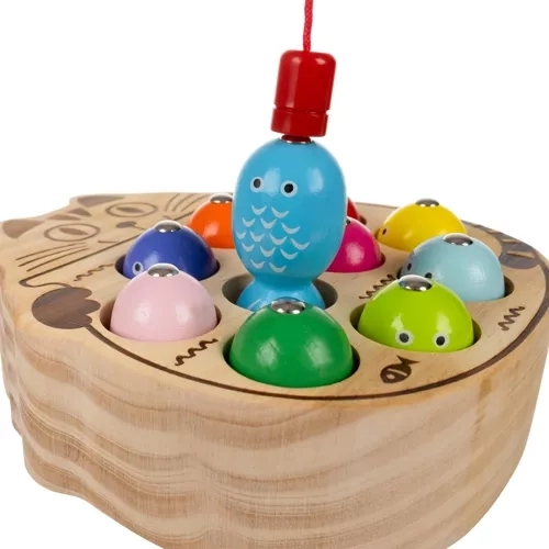 Houten kattenbord en magnetische “visjes”