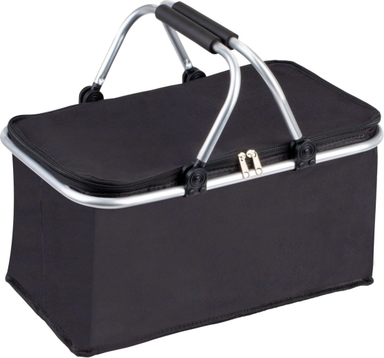 Opvouwbare thermomand voor boodschappen en picknick met 2 handgrepen - zwart