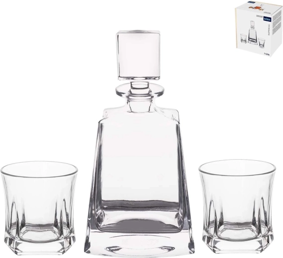 Glazen whiskykaraf Imperial robust met 2 glazen