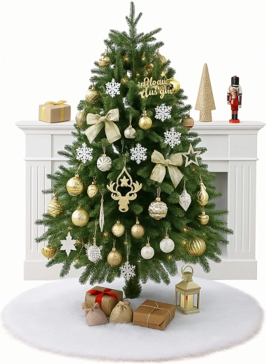 Witte decoratieve vachtmat voor onder de kerstboom