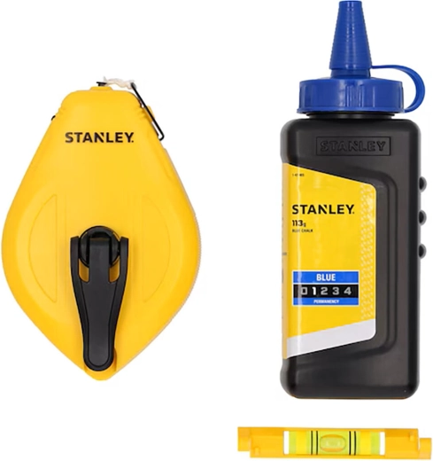 Krijtkoord met krijt en snaarwaterpas Stanley 30 m
