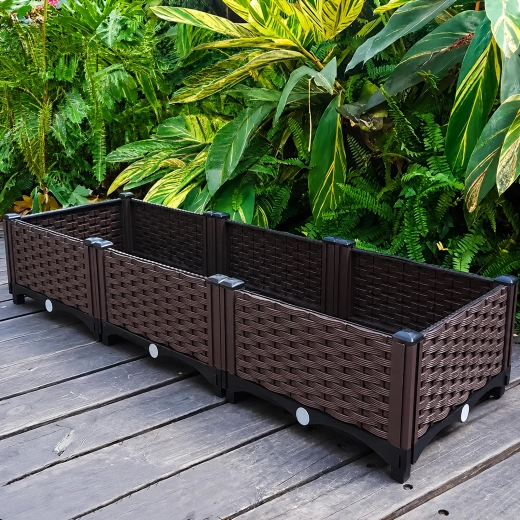 Modulaire tuinbak voor bloemen en groenten 120 × 40 × 22 cm bruin