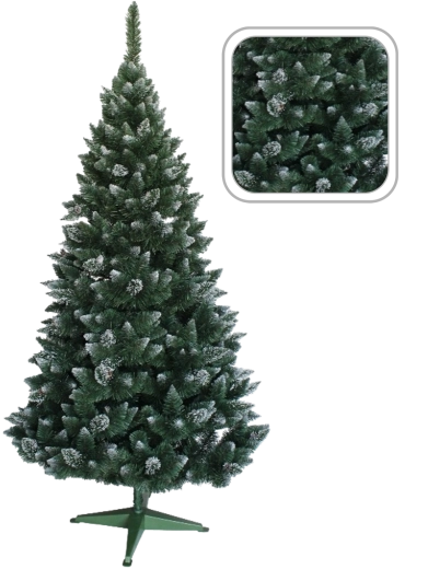 Kunstkerstden met rijp, glitters en dennenappels 220 cm