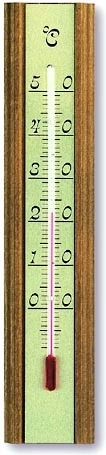 Houten kamerthermometer met metalen schaal 20 cm