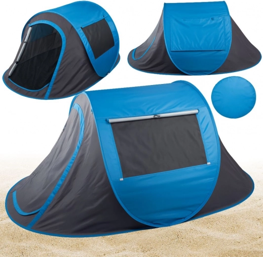 Zelfuitklappende strandtent met UV-bescherming, blauw