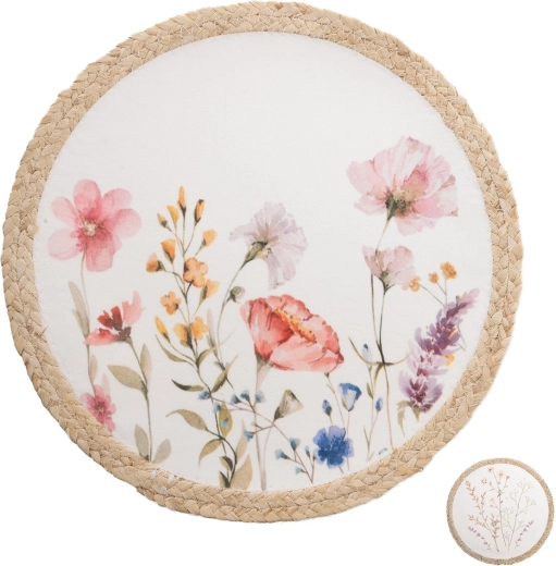 Ronde placemat met bloemenmotief (klaproos) 38 cm