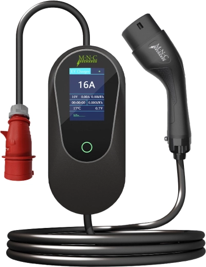 Draagbaar laadstation voor elektrische voertuigen EVSE Type 2, 11 kW, 5 m met tas