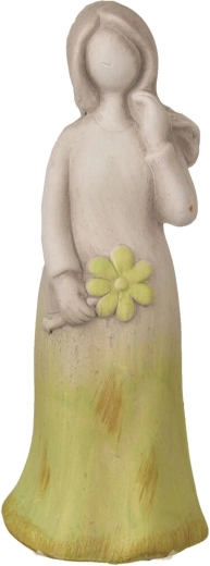 Keramische engel met bloemetje grijs-groen 24 cm