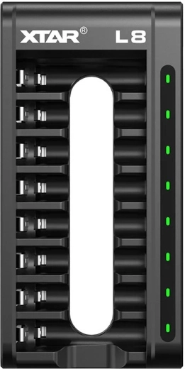 XTAR L8 intelligente acculader voor Li-ion- en Ni-MH-accu’s (AA/AAA), 8 kanalen
