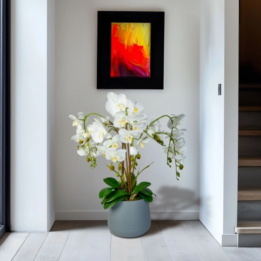 Kunstorchidee voor decoratie, wit, 83 cm