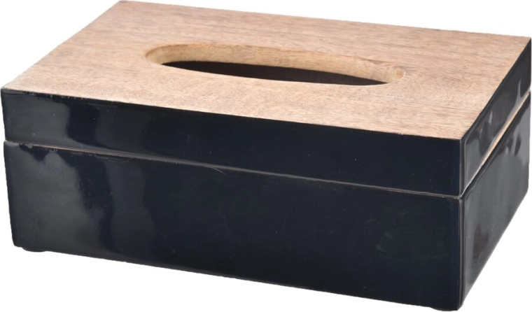 Box voor papieren zakdoekjes in mango-decor met geëmailleerd oppervlak