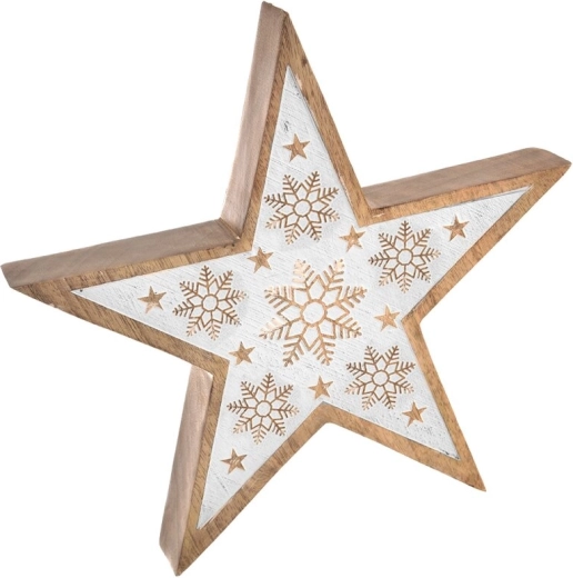Kerst hangdecoratie Ster mango wit 25 cm