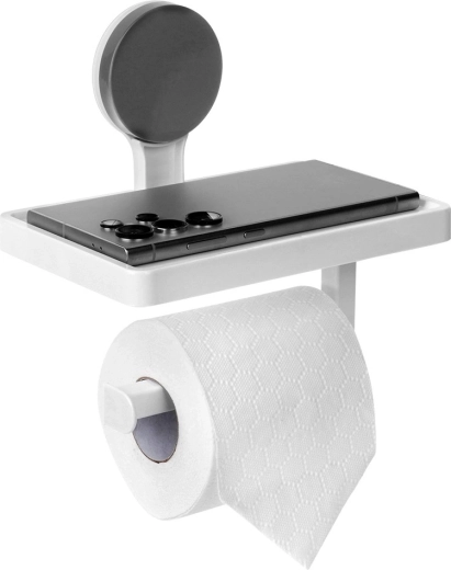 Toiletpapierhouder met plankje en zuignap