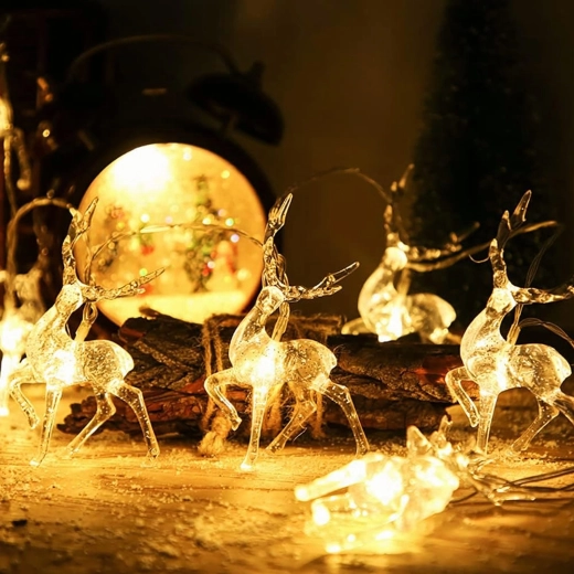 Kerst-LED-lichtsnoer met rendieren, 1,5 m, 10 lichtjes