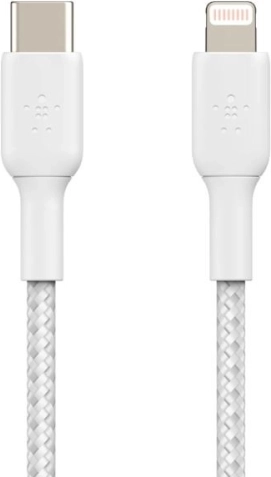 Gebreide USB-C naar Lightning kabel 1m wit