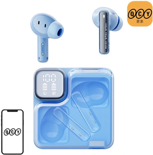 draadloze oordoppen qcy melobuds neo t31 blauw