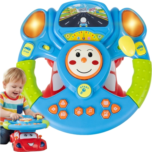 Interactief kinder-stuurwiel met LED en projector 3+ - 1 stuk