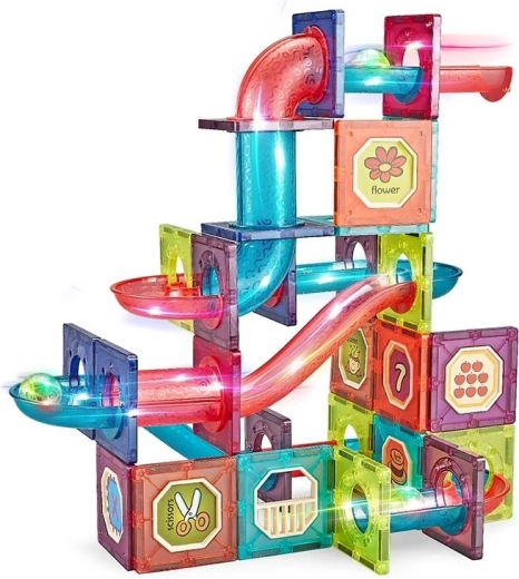 Magnetische bouwset met knikkerbaan, 83 onderdelen