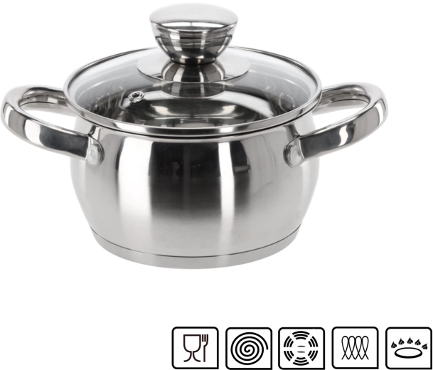 Roestvrijstalen pan met deksel Belly 1 l 14 cm