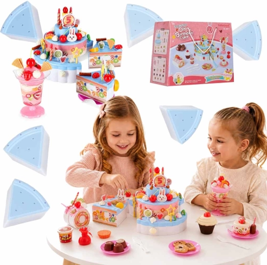 Kinderpatisserie – drielaagse verjaardagstaart met klittenband, met licht en muziek, 117 delen, blauw